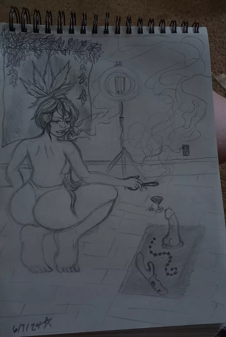 [F]emme stoner chick starting her stream off with a smoke sess. 