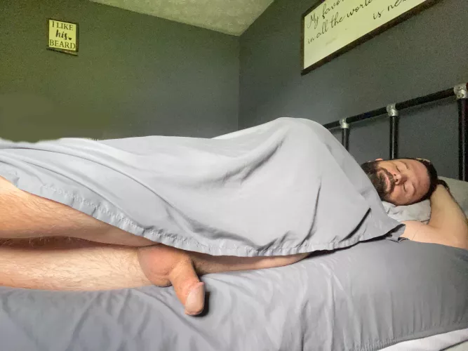 How I sleep, teasing the monster under my bed. Hoping he’s a little hungry 😬