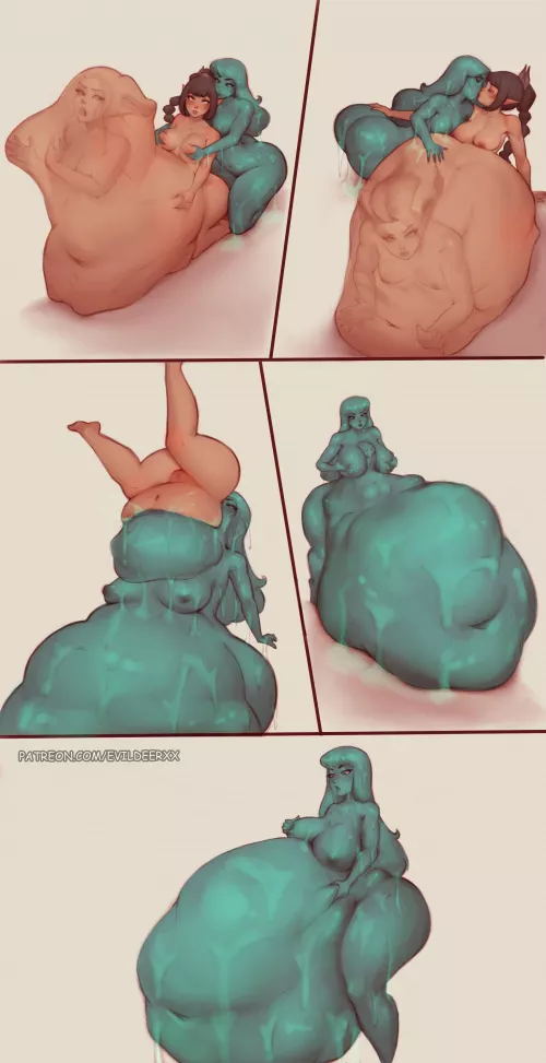 {Image} Comic Commission for Unknown (2) [Art By Evildeerxx] [Same Size] [Female Pred] [Female Prey] 