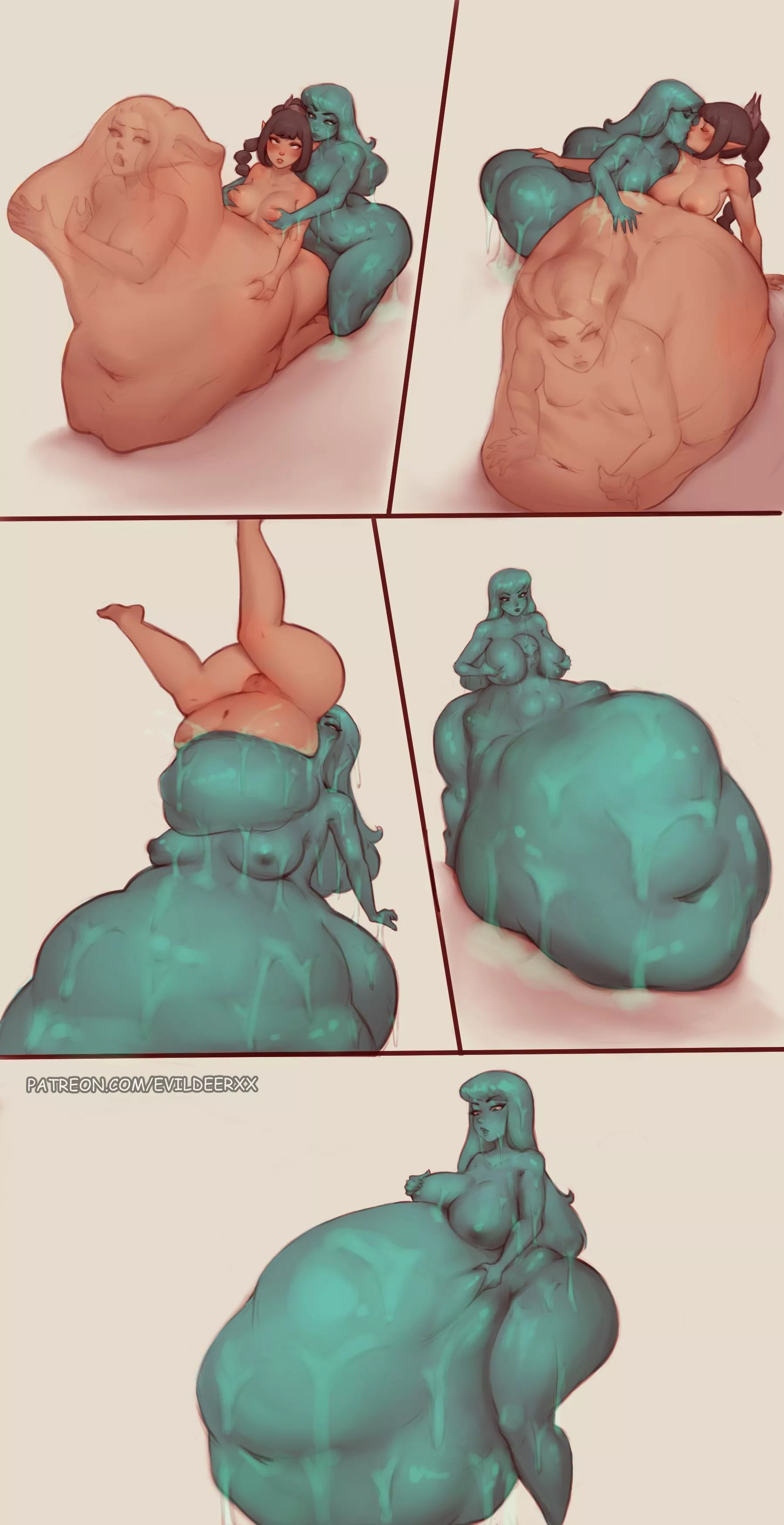 {Image} Comic Commission for Unknown (2) [Art By Evildeerxx] [Same Size] [Female Pred] [Female Prey] 