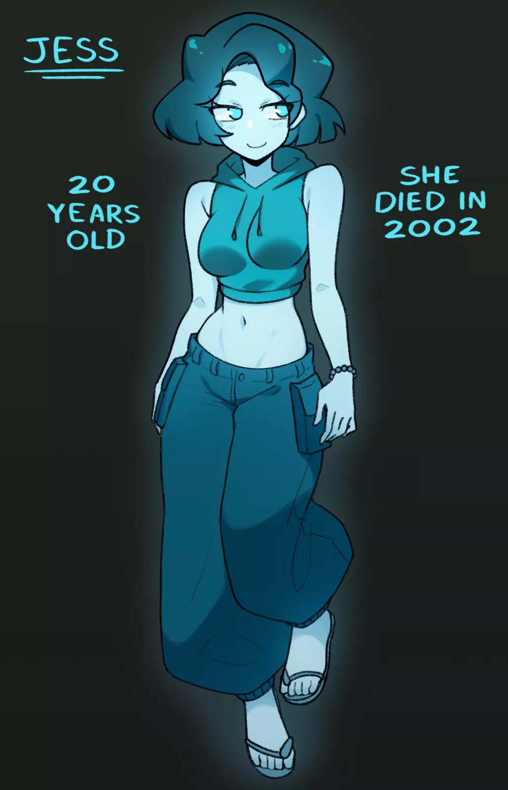 This is Jessica, a ghost girl stuck in the 2000s. (OC by Tobias Wheller)