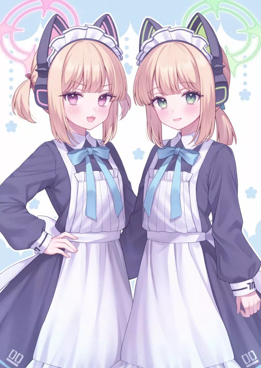 Cute twin neko waifus