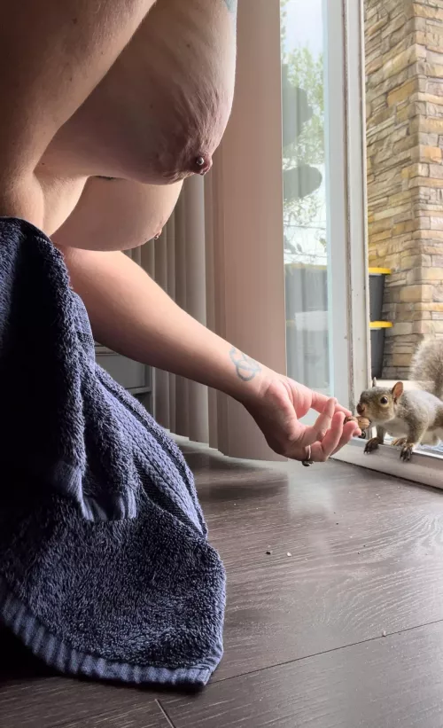 My friend enjoying my side boob