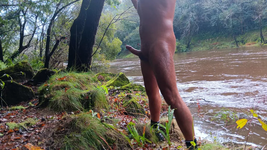 Wet boner in the river