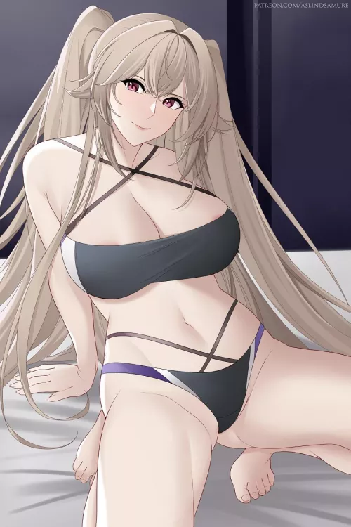 Anchorage gives a sensual pose to Tease Commander's Dick in her new bikini [Azur Lane] (Aslind Samure)