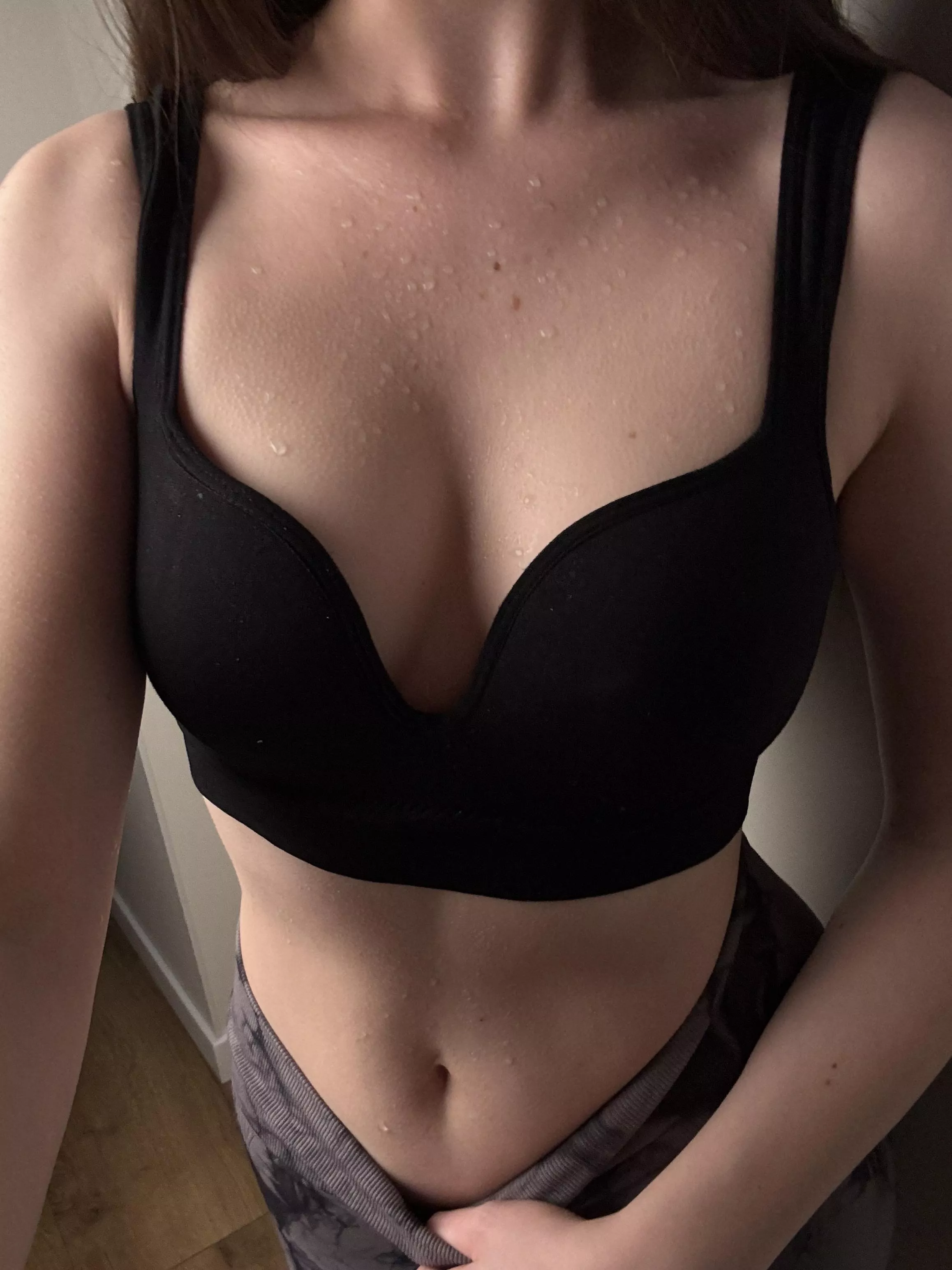 (F) Sweaty after a hard workout but my sweat smells so sweet