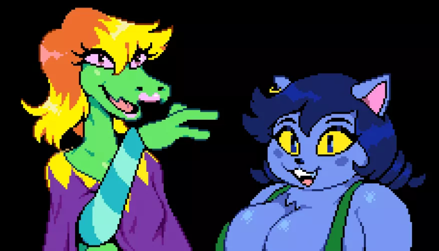 I made some (relatively) SFW [Under(Her)Tail] [Alli] and [Felli] sprites :3
