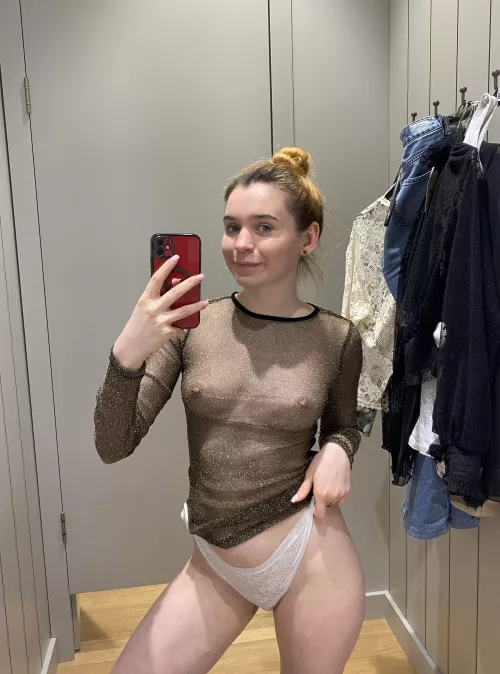 Why not take a peek in the fitting room? Who knows, you might just discover your new favorite look in there