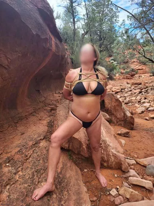 She’s tied while hiking 
