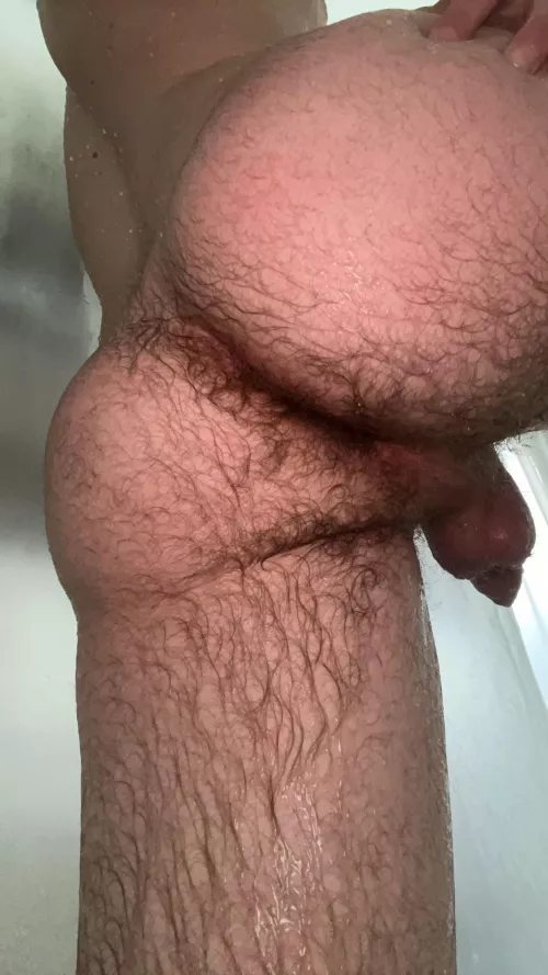 My hairy ass in the shower 