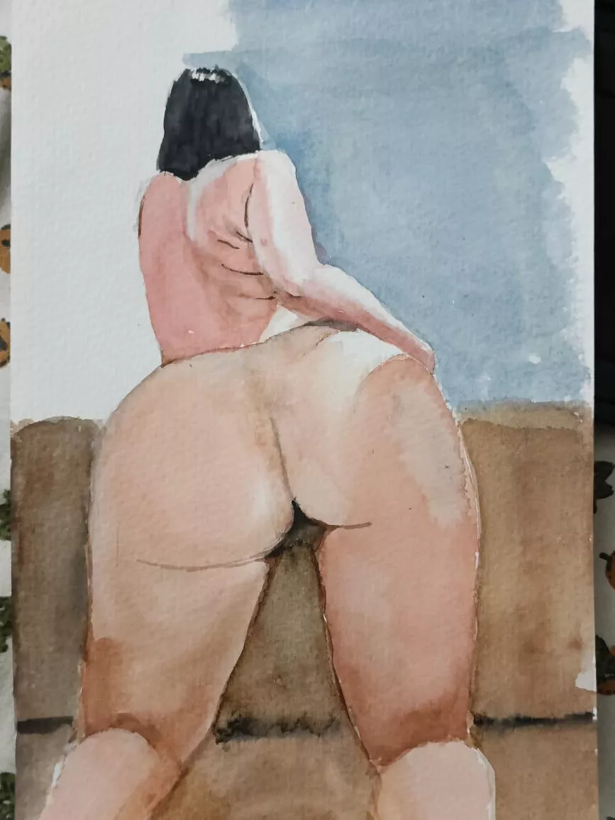 Watercolor sketch: at the window