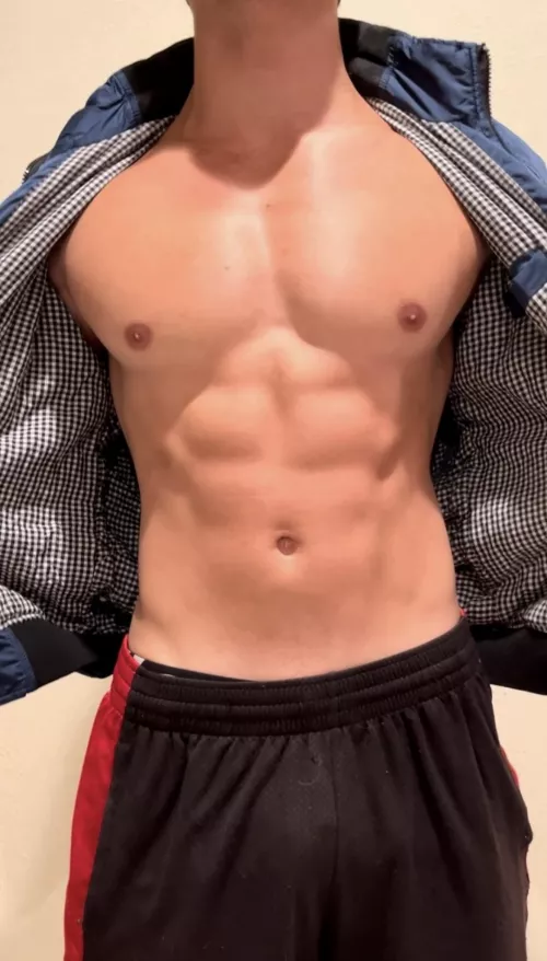 [23] Opening my coast guard jacket so I can press my rock hard ABS on you while we hug 🥰🥰