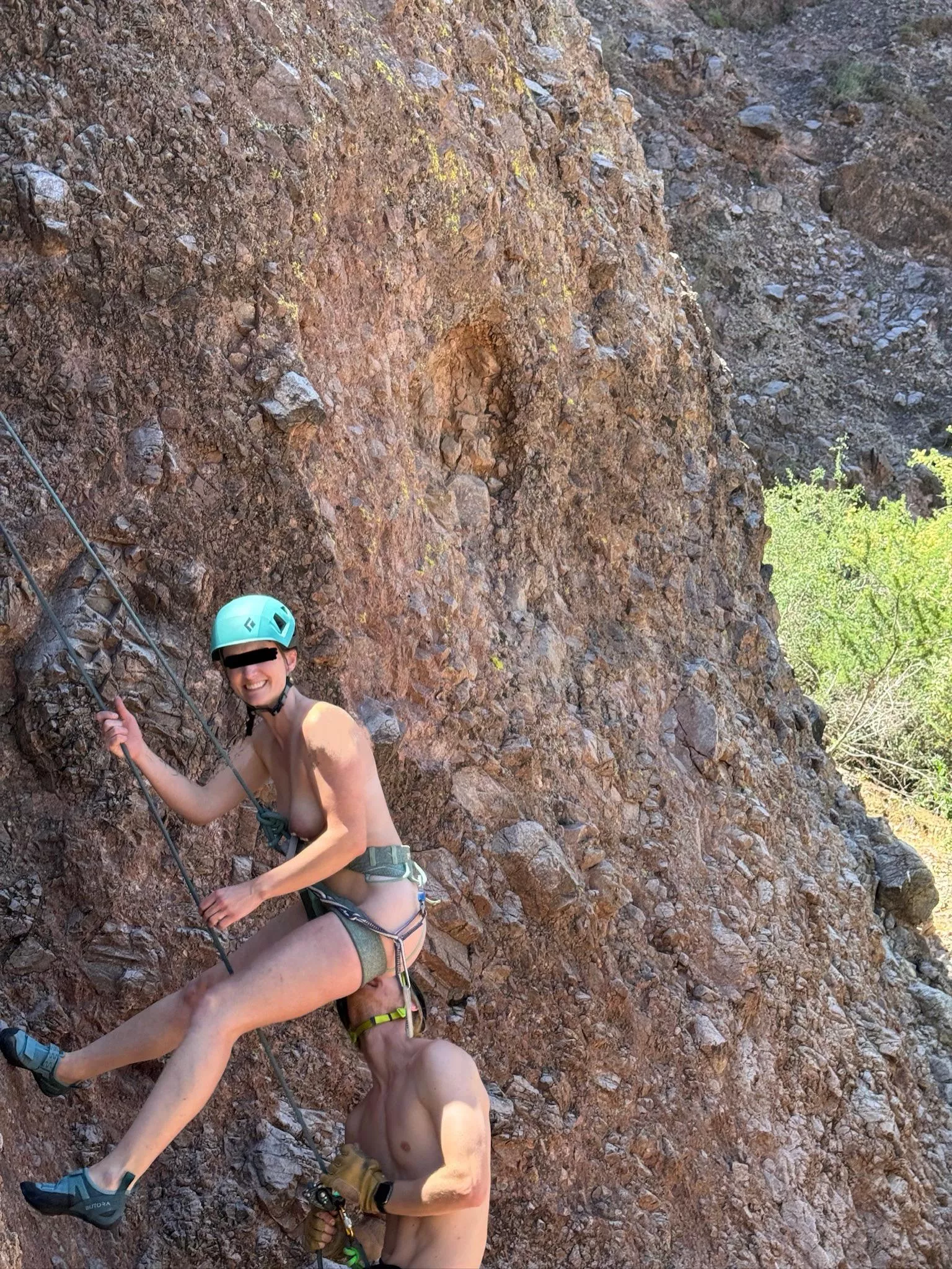 Getting a reward for a good climb… and a good belay! 