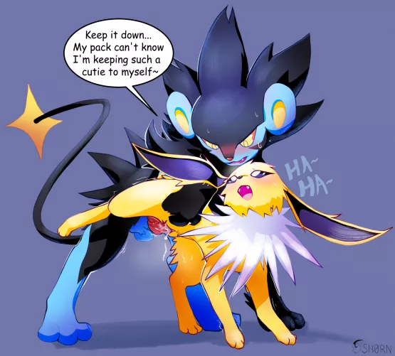 Luxray's finding out for himself what makes the eevees' so great ;) [MF] [DS-H0RN]