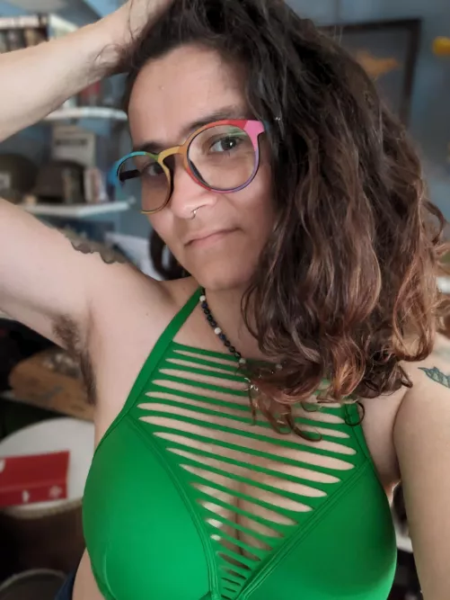 My new bikini, and a peep of my armpit.