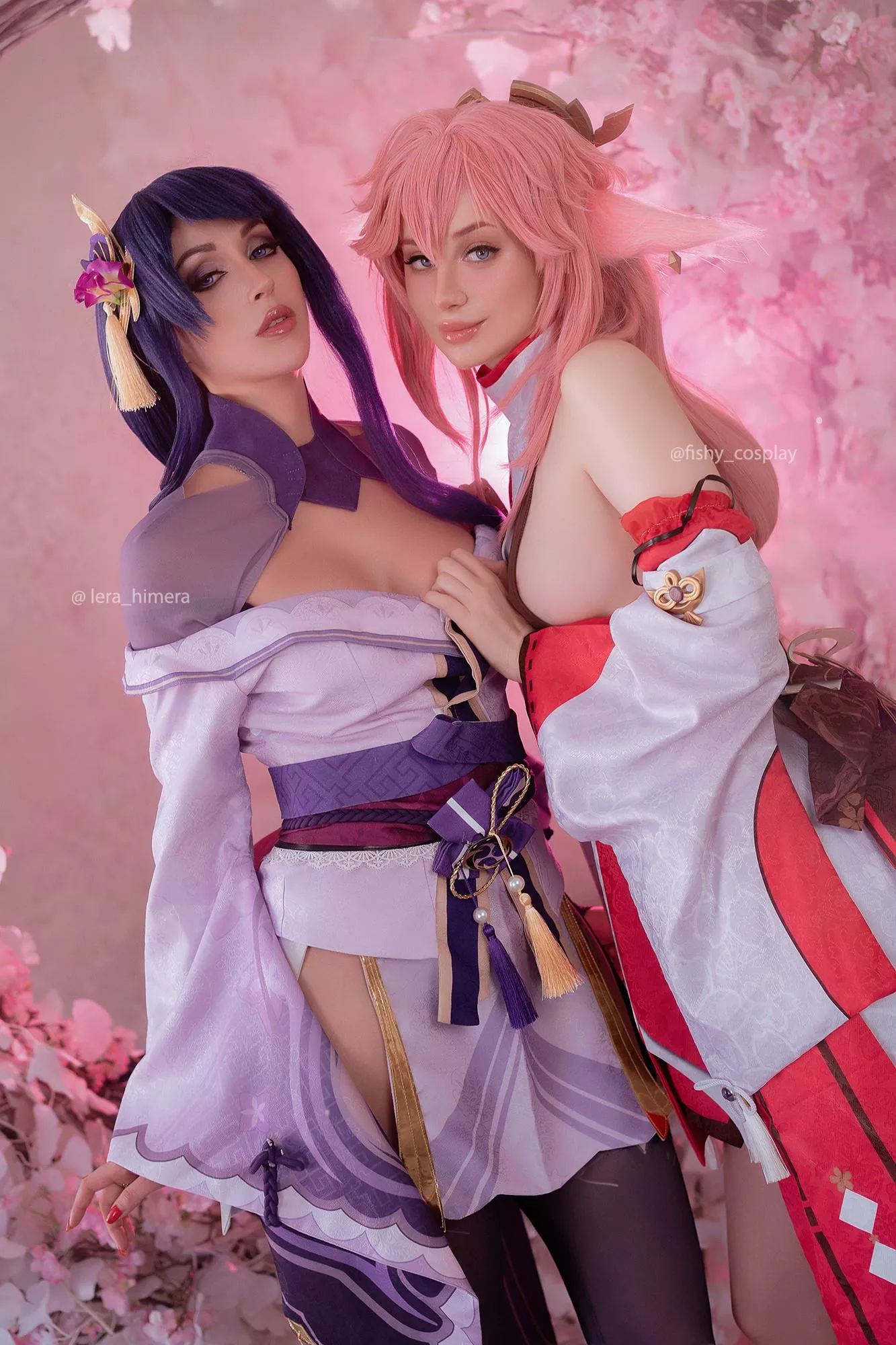 Baal and Yae Miko from Genshin Impact by Lera Himera and Fishy