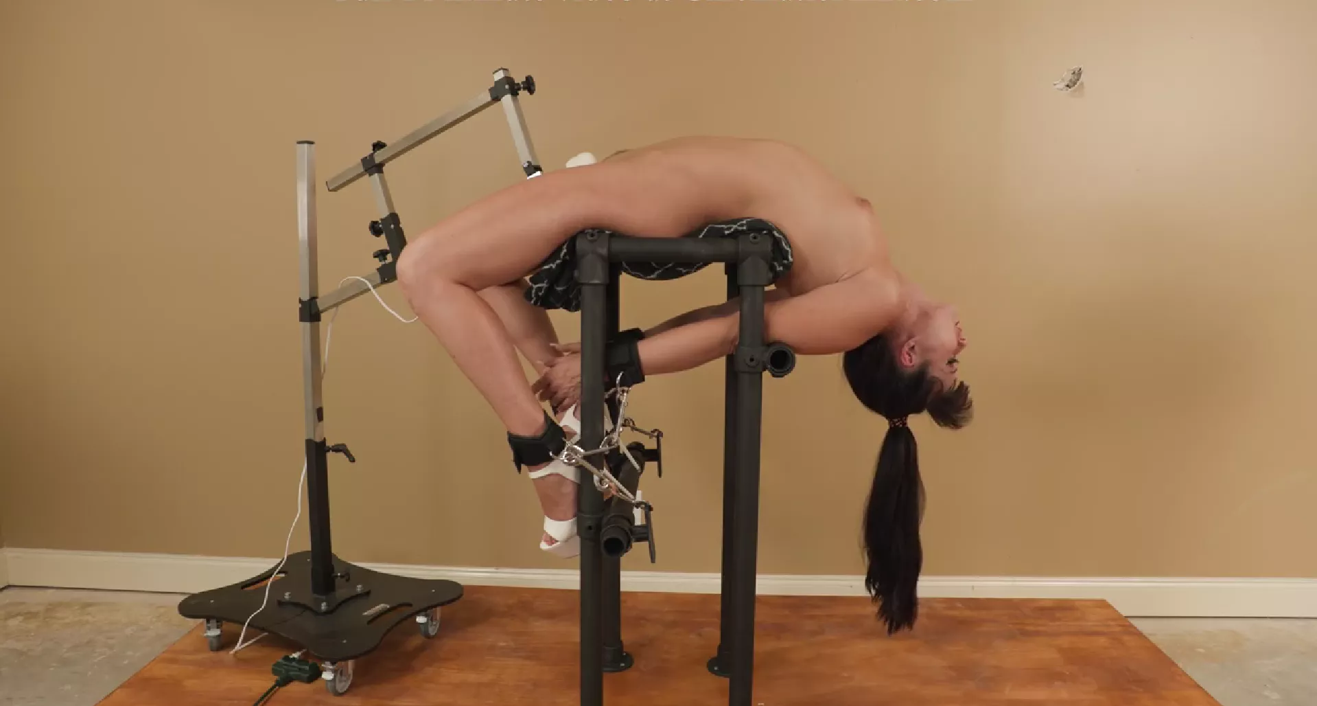 Strapped to a vibrator