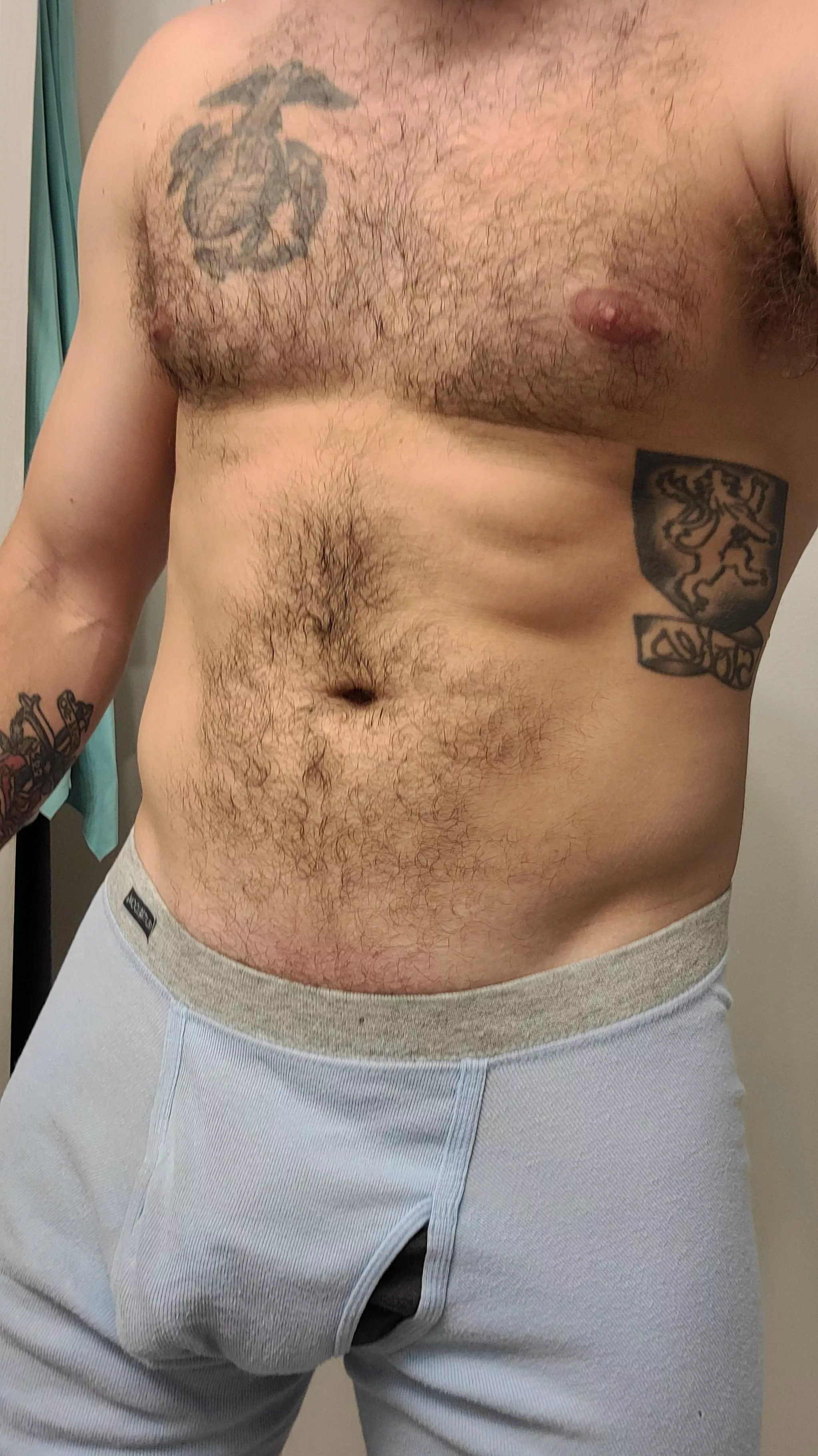 Whoops, sorry, I didn't realize anyone else was here. I should e closed the door before changing. 