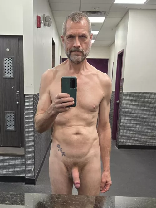 Drying off after a great workout and hot shower. 