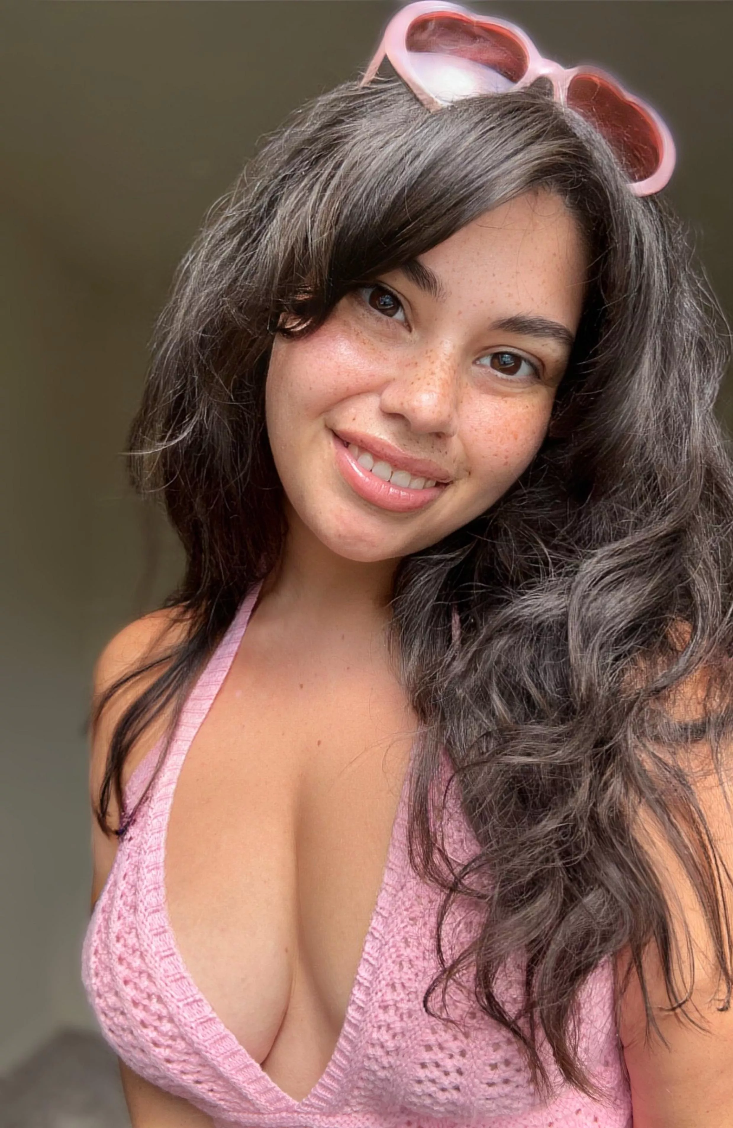 No makeup freckled Latina 