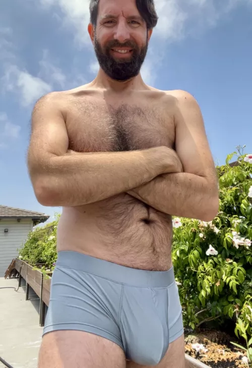 Usually I sunbathe nude, but I can throw this on if you visit.