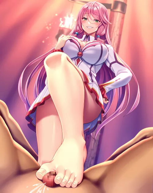 Cumming under her foot