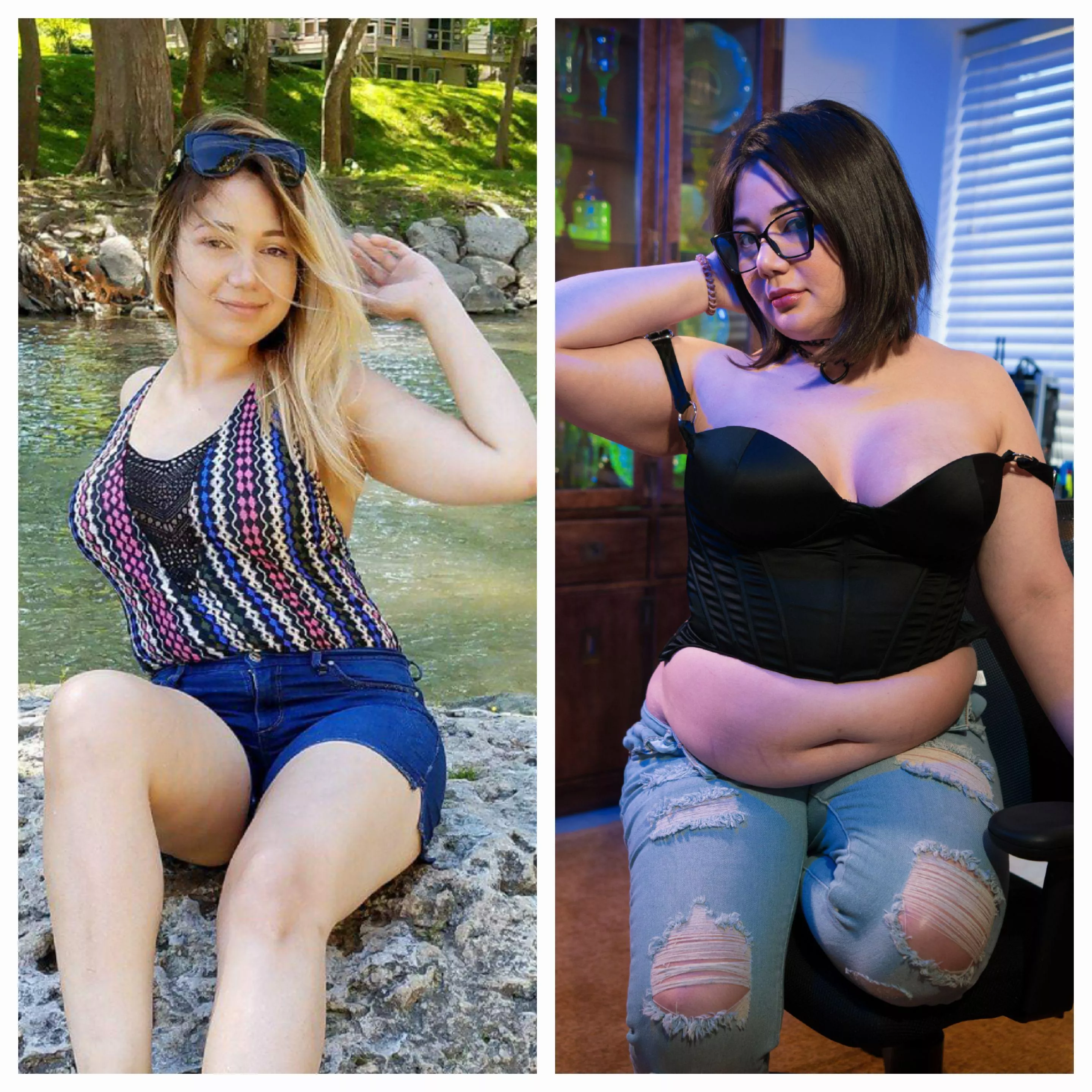 I was wearing a one piece swimsuit in the first photo because I thought I was fat.