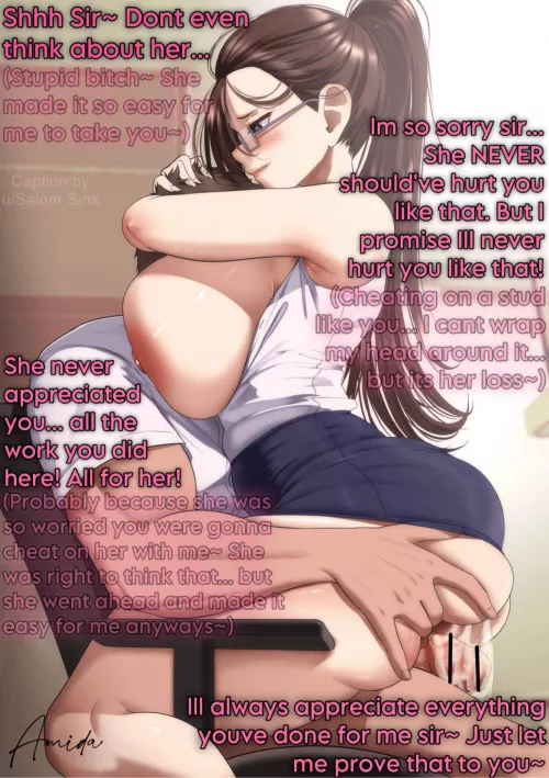 Secretary Seizing Her Opportunity (F/M) (Homewrecking/Cheating) (Comfort) (Public/Office) (Inner thoughts) [Artist: Amidasketchbook]