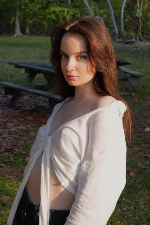 Braless walk in the park