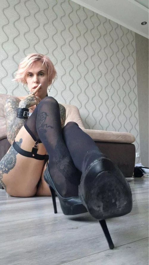 High heels and nylons: a recipe for a wild night.