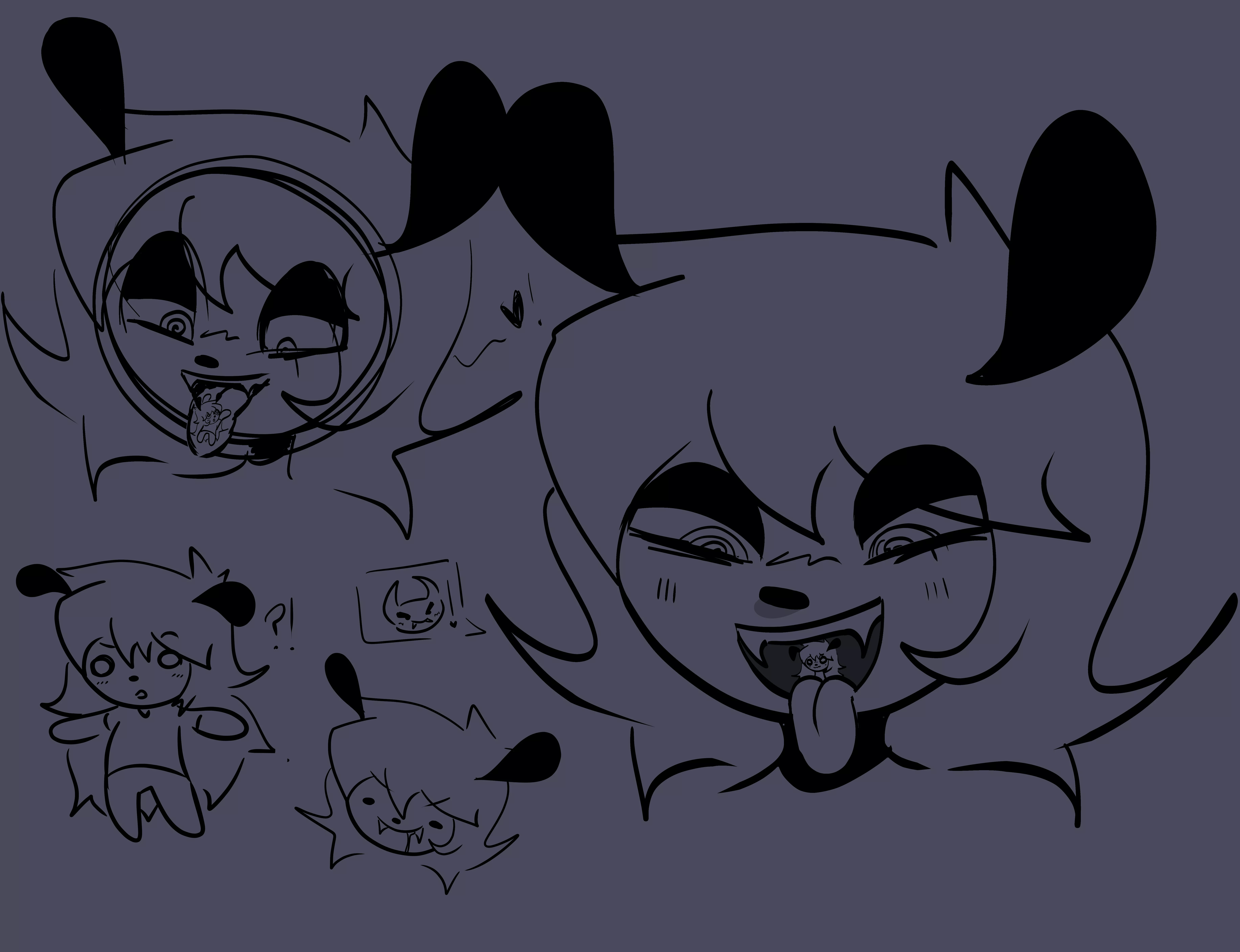 {Image} Rinling teasing Rin [Oral vore], [Micro prey], [Macro pred], [Original characters]