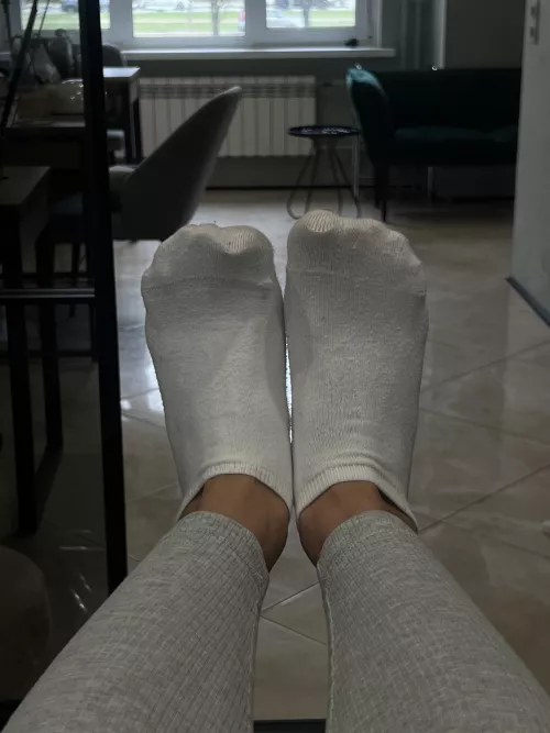 White toes out of fuzzy socks