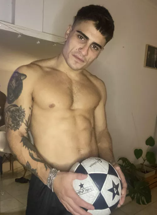 Do you have what it takes to tackle this buffed-up soccer player? 