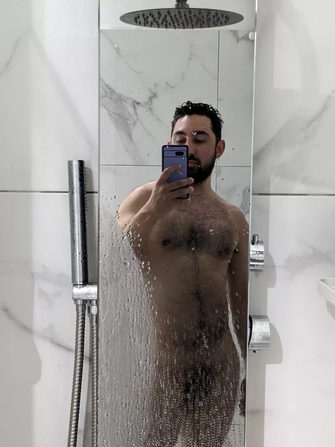 Freshly showered good boy 