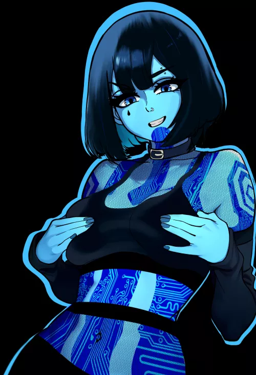 Goth Cortana is not shy [Halo] (Redpostit101)