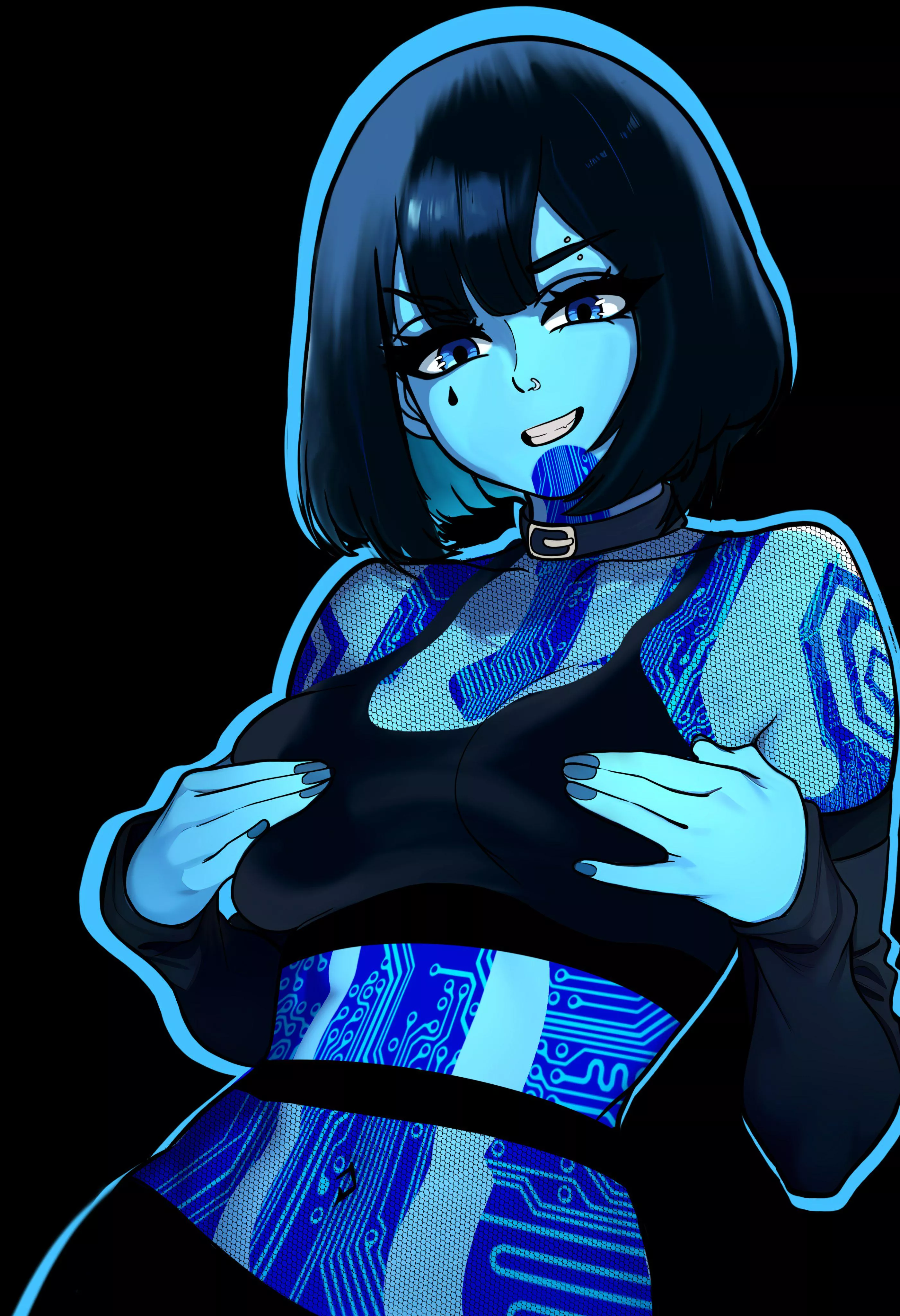 Goth Cortana is not shy [Halo] (Redpostit101)