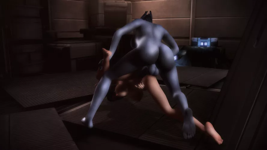 An Asari futanari bones a female member of the Normandy crew. (Rastifan)
