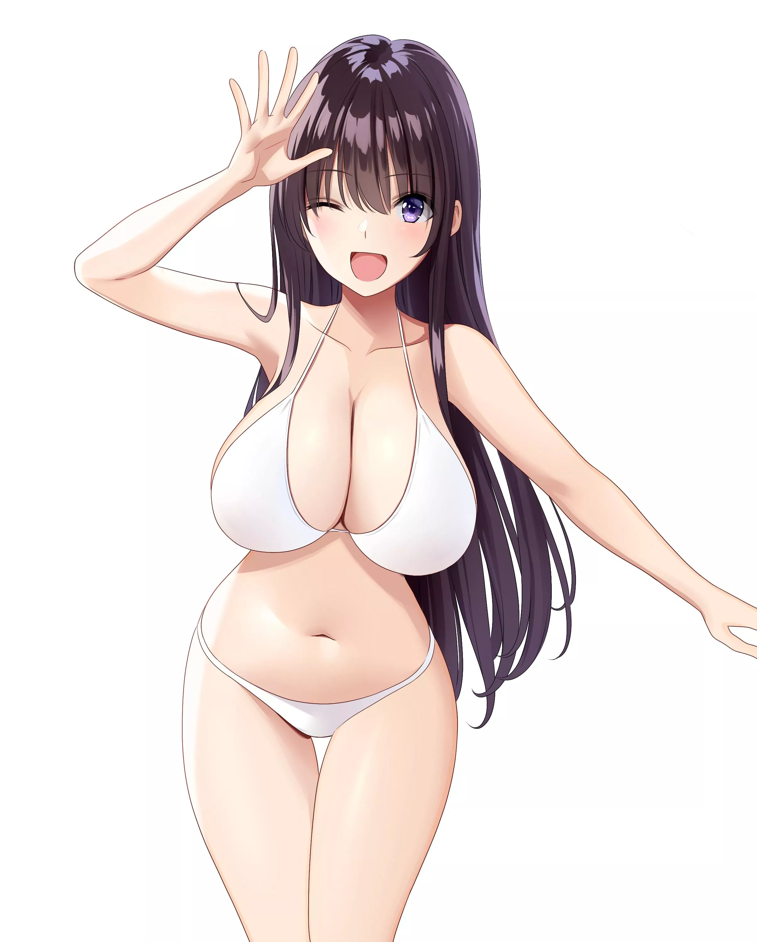 Girl in a White Bikini (maruikoi4 on Pixiv) [Artist's OC]