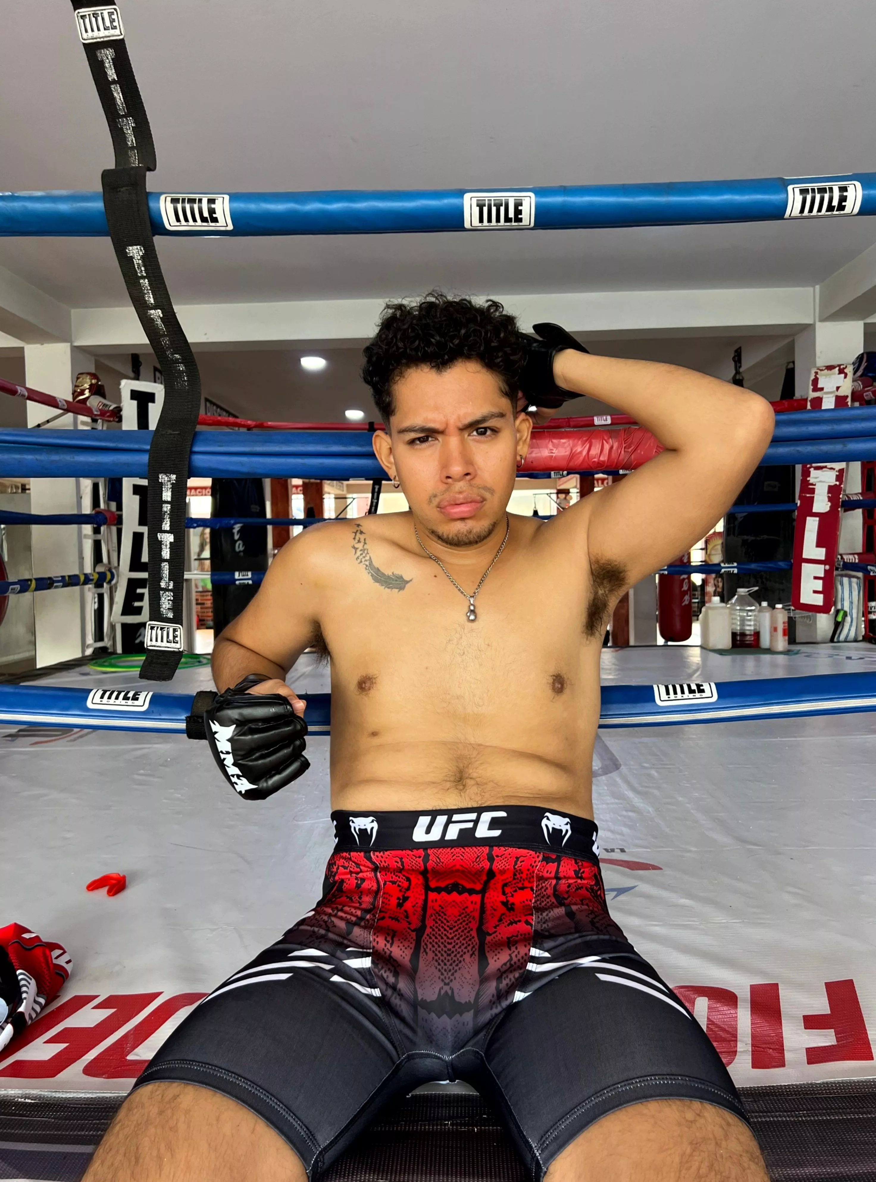 Man, always dripping after my MMA workout! 💦 Can't even keep my shirt dry, even my ARMIPTS, you feel me? I need another deodorant🥊💥