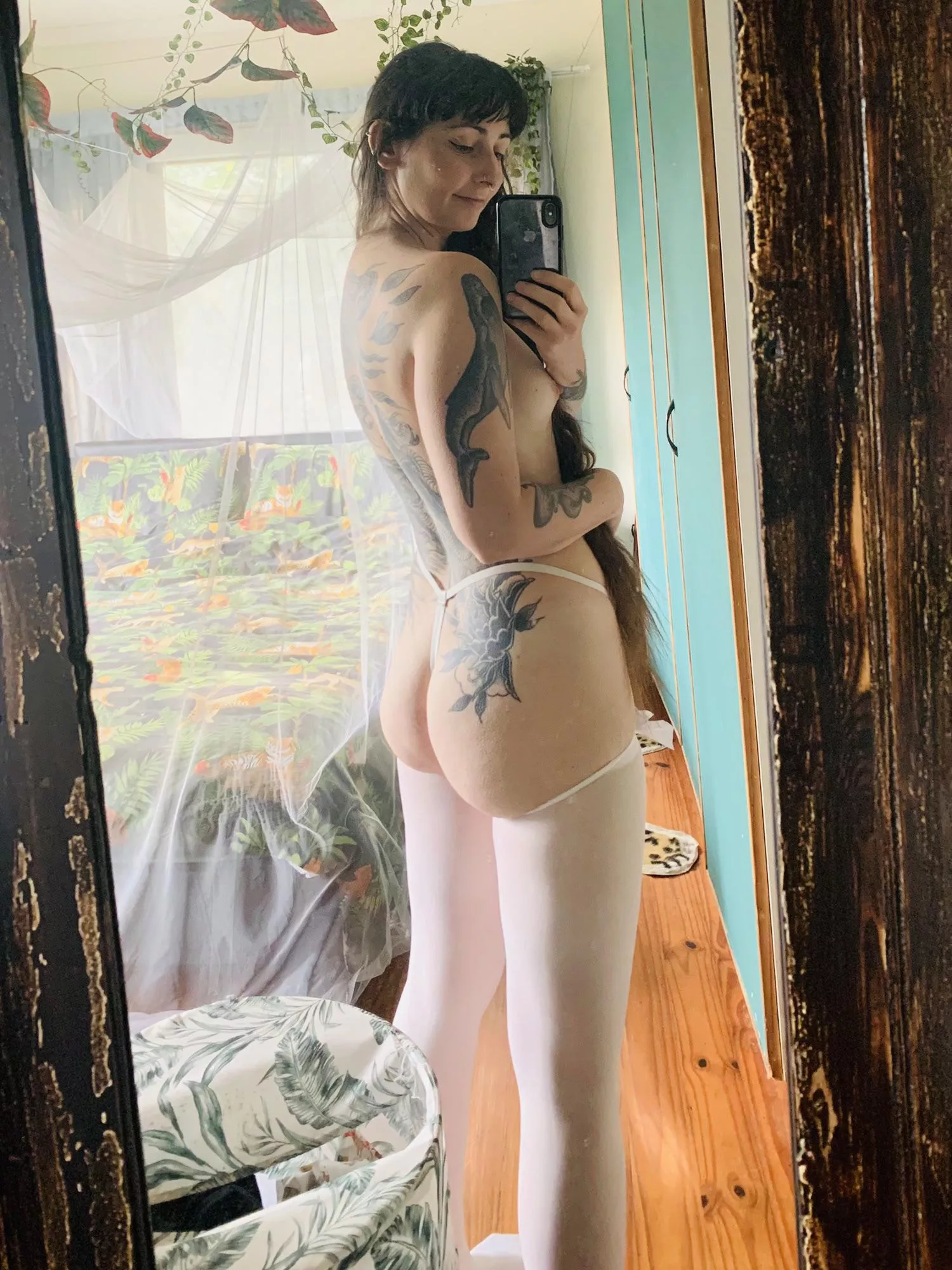 Thigh highs + crotchless panties = The perfect outfit