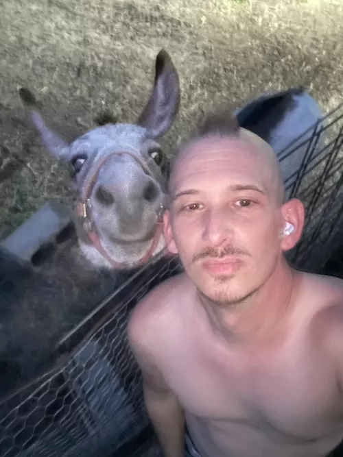 When your donkey likes to pose for pics with you.