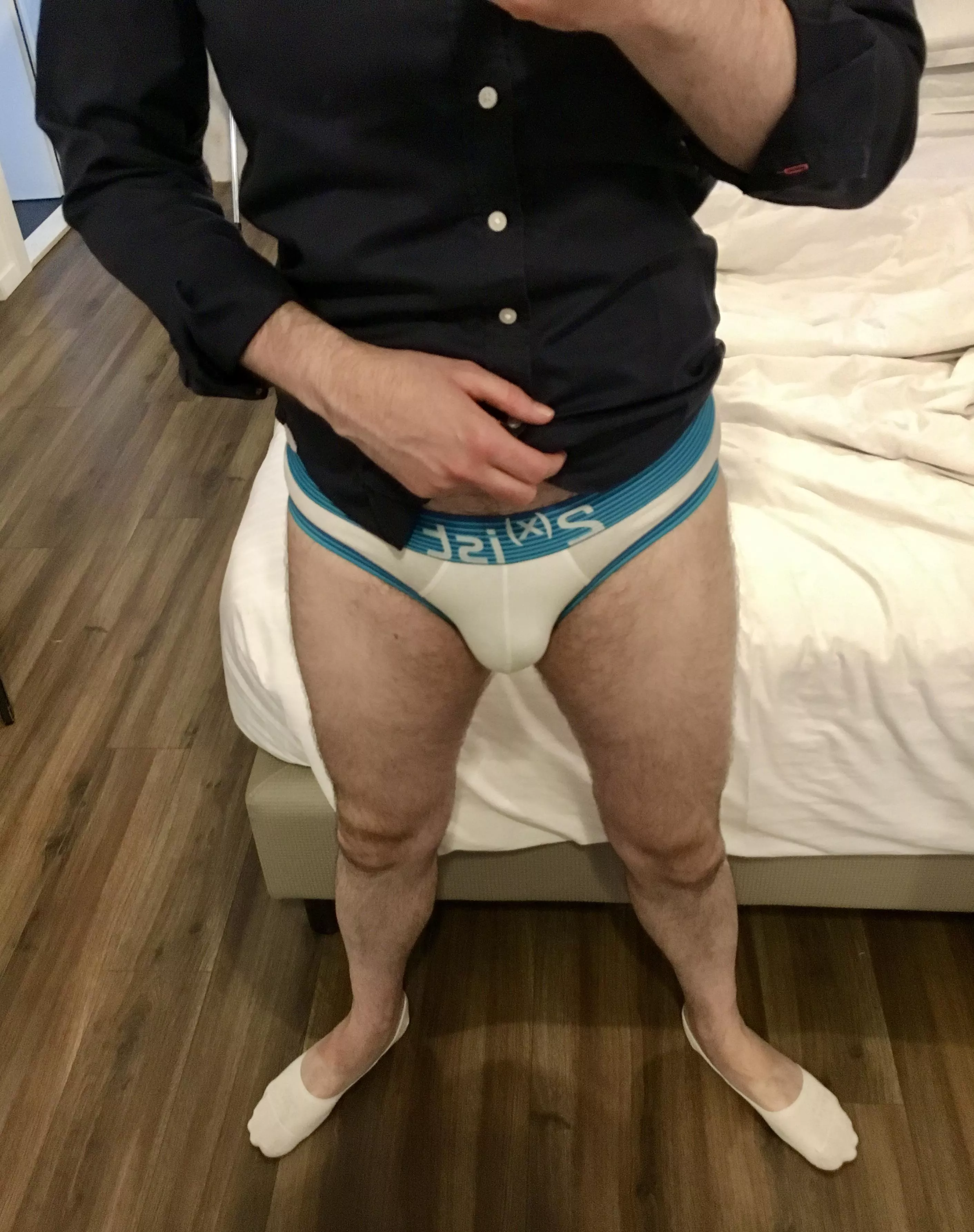 Heading out to dinner. I don’t wear these 2xist briefs very often, but they’re making an appearance this evening. Sorry about the liner socks, I should have taken them off.