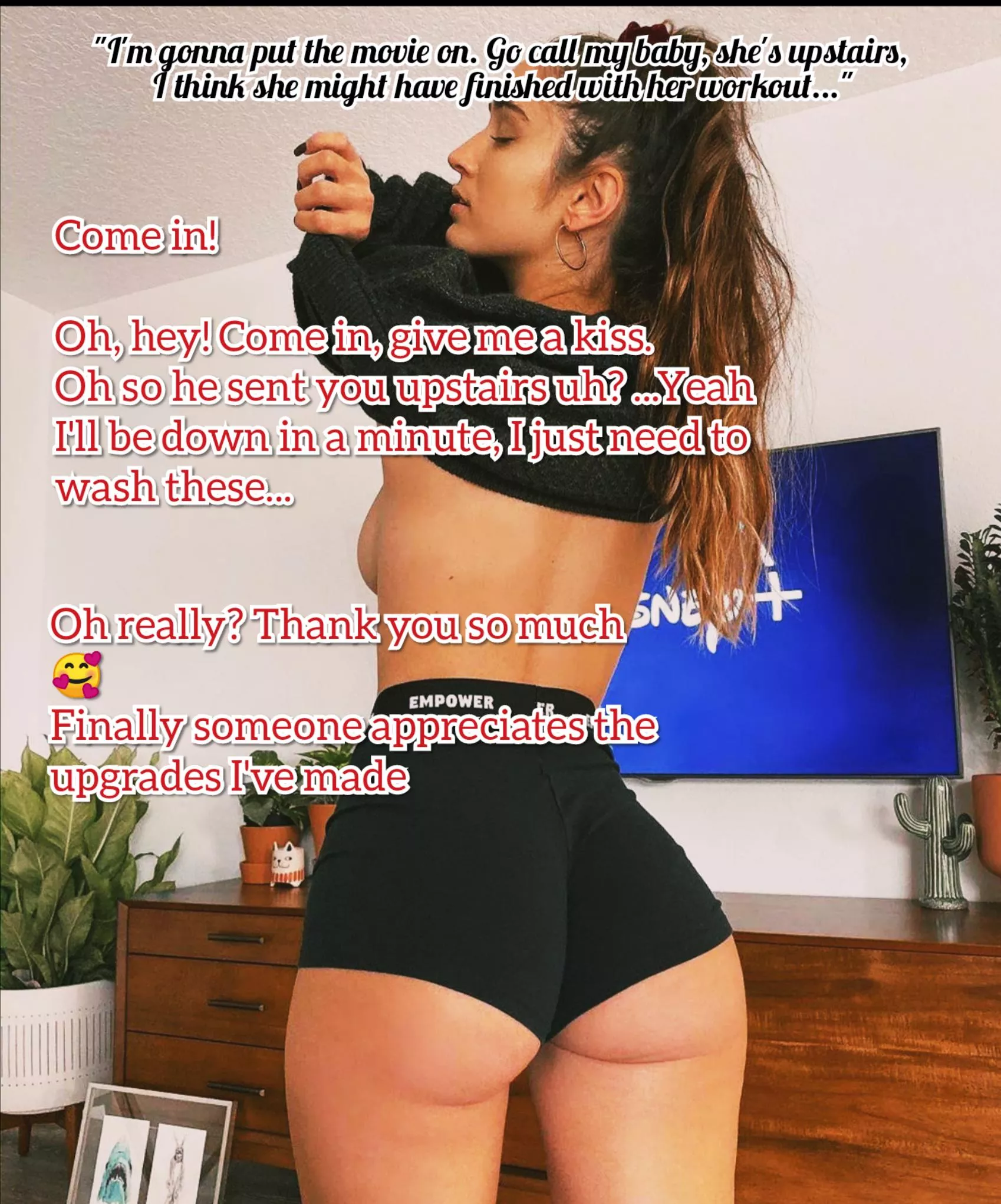 'It's so nice having your best friend home honey! He's so kind and sweet 🤩 He was so embarrassed when he caught me half naked today that he kept complimenting me instead of leaving. You're right, let's invite him to our pool party this weekend, g