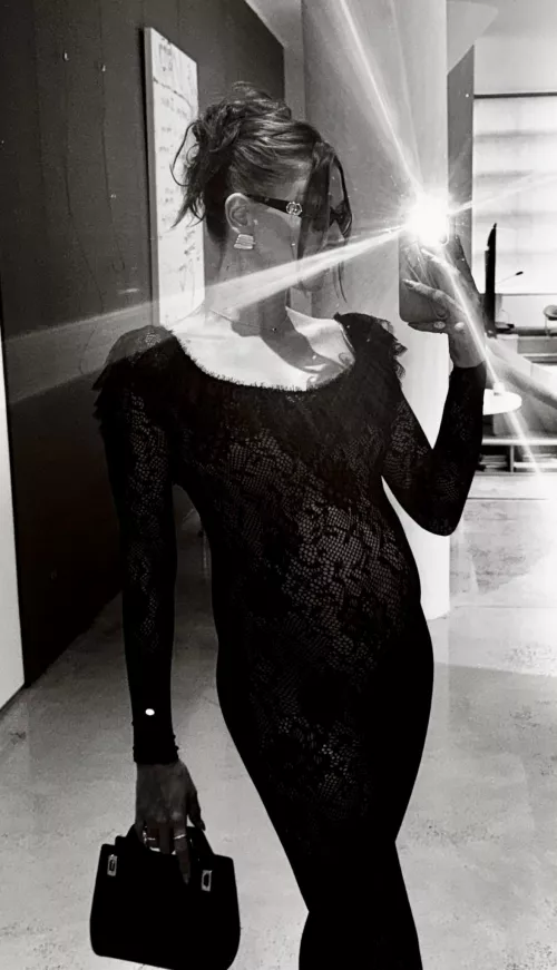 Pregnant Hailey Bieber in black dress 