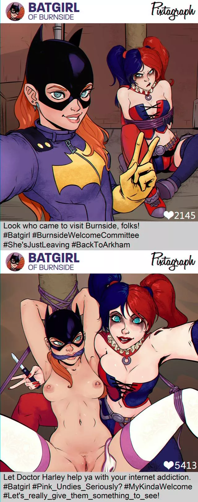 Batgirl showing off, promptly gets humbled by Harley Quinn (SanePerson) [Detective Comics, Batman]