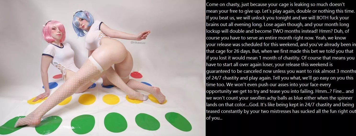 If you still lose, maybe you can talk them into triple or nothing for your chastity sentence...?