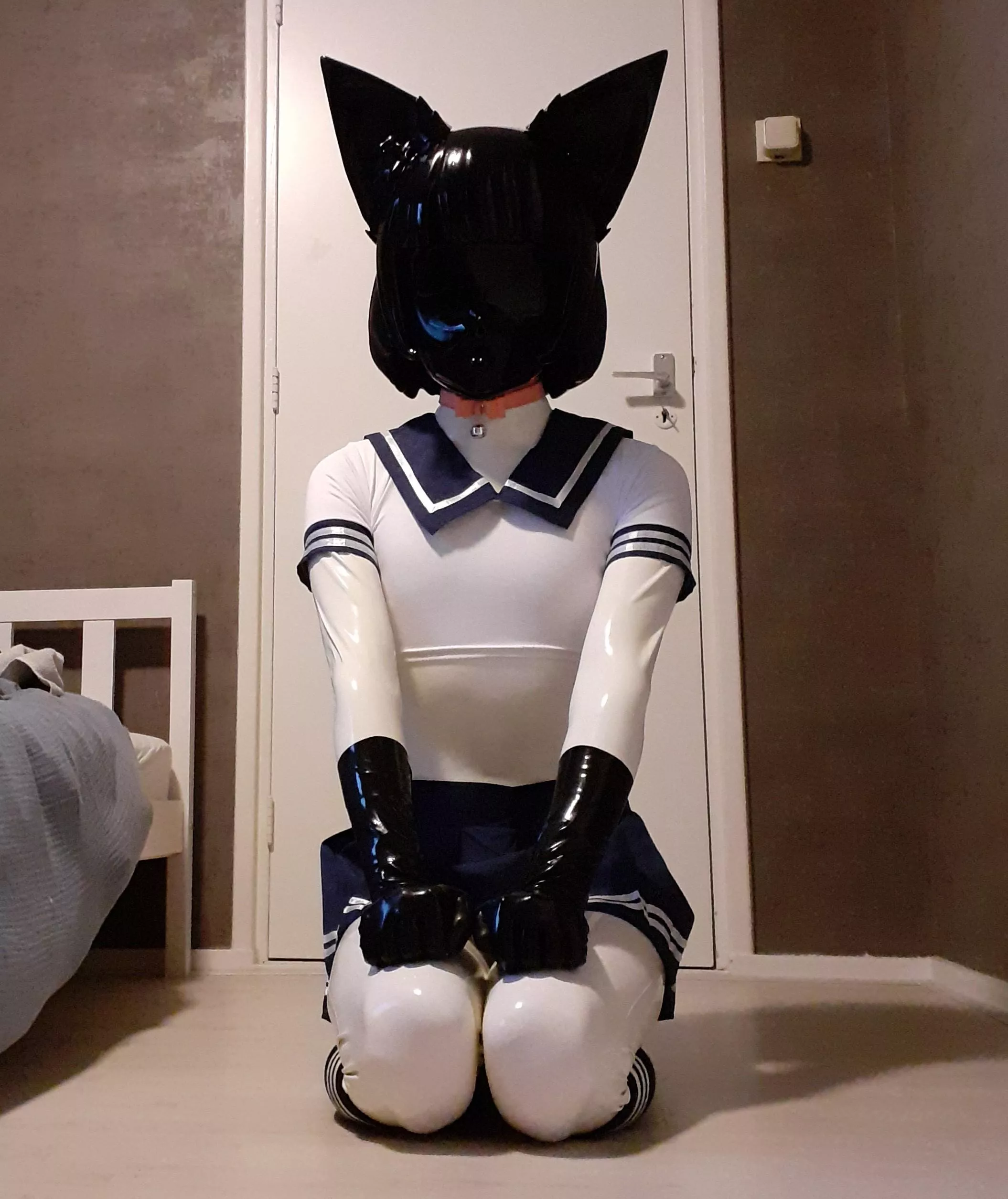 Just a kitty showing its submission and discipline UwU