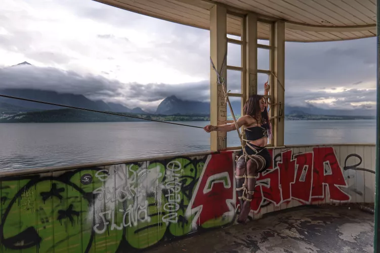 ropes, UrbEx, lake, mountains and moody weather