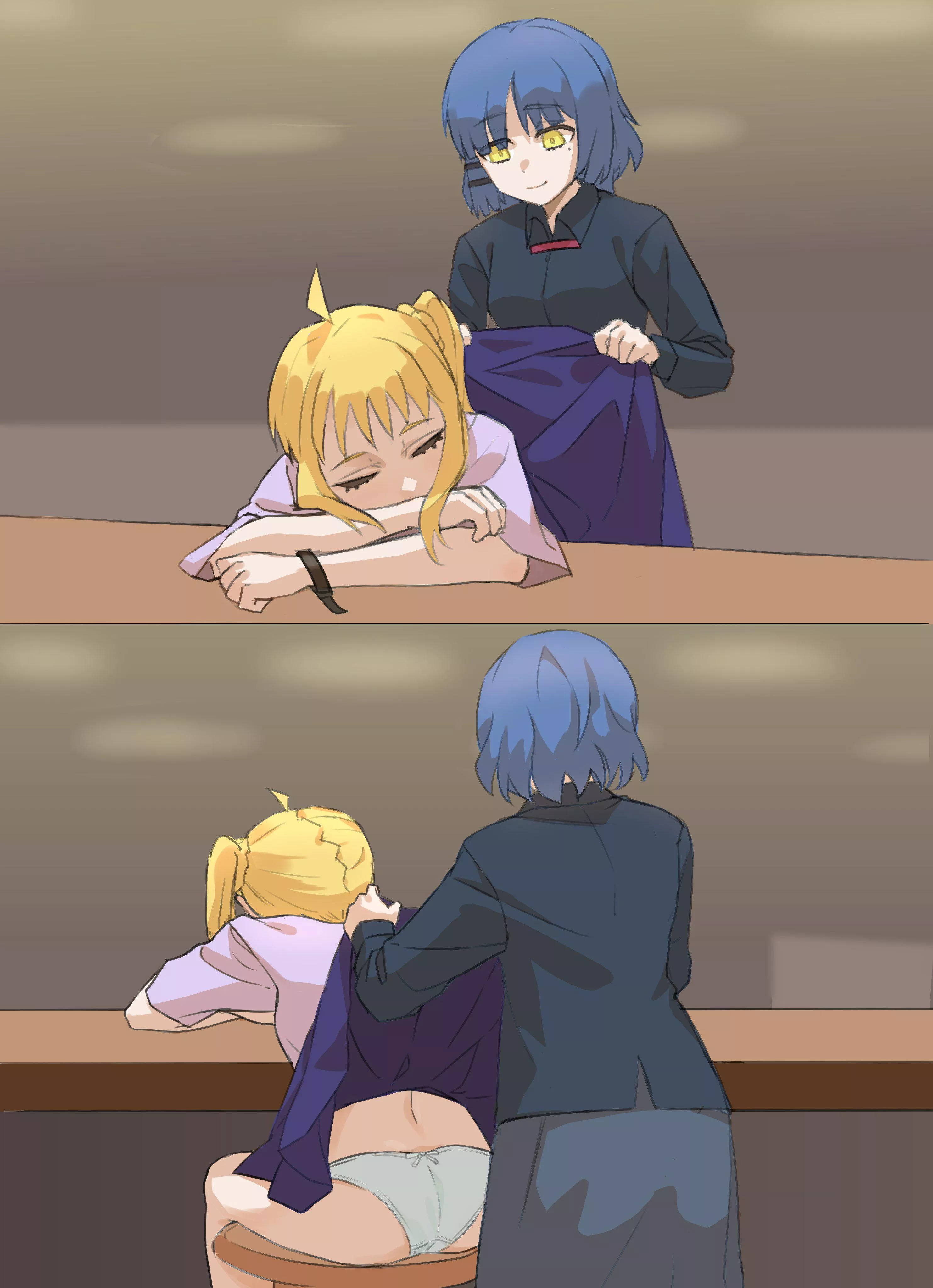 Ryo Sneaking A Peek At Nijika's Panties (Bocchi The Rock)