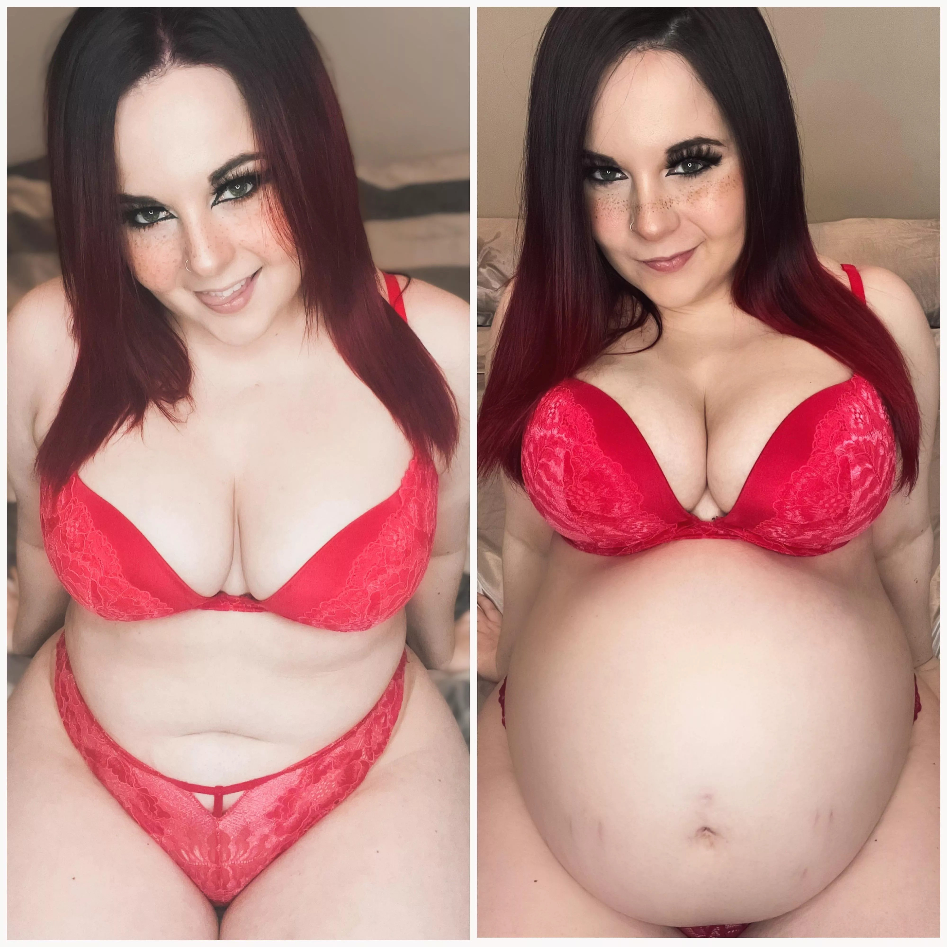 Before vs 8 months pregnant